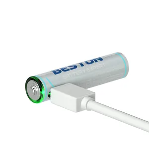 2023 Hot vender 4 pcs BESTON 1.5V USB recarregável AAA 600mWh Tipo-C bateria Li-ion para brinquedo bateria cilíndrica com cabo
