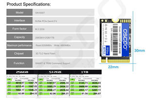Для ON1000T M.2 NVMe PCIe4.0 * 4 2230 внутренний SSD 3D TLC NAND флэш-256GB-2TB чтение 5200 Мб/с Запись 4800 Мб/с для настольного компьютера/ноутбука - Product Image 5