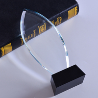 Fontaine ovale en cristal K9 de haute qualité, en forme de feuille de verre, avec Base noire,
