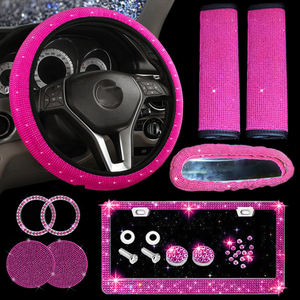 Couvre-volant de plaque d'immatriculation de jauge américaine Décoration intérieure de voiture Rhinestone Creative Diamond Ladies Hot Drilling Accoudoir Pad - Product Image 6