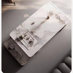 โต๊ะชงชาแบบยืดหดได้ ดีไซน์หรูหราทันสมัย ทำจากแผ่นหิน พร้อมฟังก์ชั่นชงชาในตัว - Product Image 3