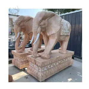 손으로 만든 돌 조각 동물 조각 정원 장식 실물 크기 대리석 코끼리 동상