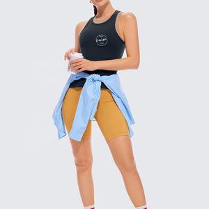 Venta caliente de las mujeres Slim Fit Yoga Fitness chaleco personalizado 86% poliéster 14% Spandex camiseta sin mangas elástica con cuello acanalado elástico - Product Image 6