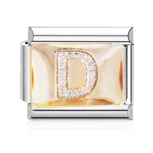 Pulsera de Charms Italianos de Acero Inoxidable con Diamantes, Diseño Nuevo, Color Dorado, 26 Letras Inglesas de la A a la Z, Personalizable - Product Image 5