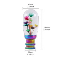 Tuas pemindah gigi mobil Universal, 10 cm transparan bunga bawah air kristal Resin tombol pemindah silinder bunga JDM balap