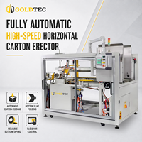 Machine à ériger des cartons entièrement automatique à grande vitesse Goldtec, commande PLC, machine à ériger des cartons horizontale