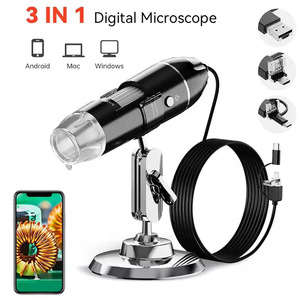Microscopio Digital <span class=keywords><strong>Tres</strong></span> en Uno 1600x para Teléfono Móvil y Computadora Android Tipo-C - Product Image 5
