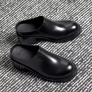 Mules à <span class=keywords><strong>talon</strong></span> épais décontractées personnalisées Xinzirain, bout rond, cuir véritable, hauteur de <span class=keywords><strong>talon</strong></span> de 6 cm, sabots pour femmes et hommes - Product Image 2