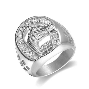 Fashion Latest Designs Gold Plated CZ Horse Head Man <b>Rings</b> <b>Spinner</b> <b>Ring</b> with Cuban Chain <b>Silver</b> Color,<b>silver</b> Plated XR Jewelry - Product Image 2
