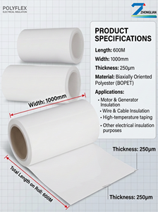 Pellicola in Poliestere 250μm, <span class=keywords><strong>Film</strong></span> per Motori, Pellicola Isolante per Motori e Generatori con Buone Prestazioni di Isolamento Elettrico - Product Image 5