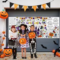 Affiche géante à colorier sur le thème d'Halloween 76x183 cm, nappe à colorier pour les activités et cadeaux de fête d'Halloween