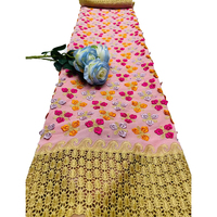 NI.AI Tissu en dentelle de coton brodé avec des fleurs en 3D, couleur rose, vente chaude, tissu en dentelle voile pour robe de mariée LY7426