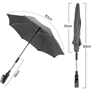 Parasol pour poussette pour bébé, parapluie universel avec pince, protection UV réglable à 360 degrés pour poussette - Product Image 2