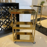 Chariot roulant de luxe à 3 niveaux en acier inoxydable doré pour spa, chariot de service mobile pour hôtel, salon, clinique esthétique