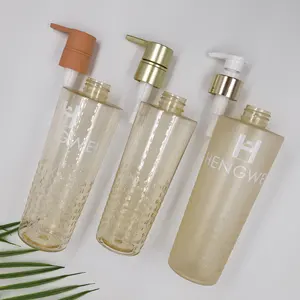 Plastic Bottles Hand Soap Sanitizer Press Shower Gel Shampoo Bottle With Pump Transparent Empty Luxury Customized 450ml Cosmetic