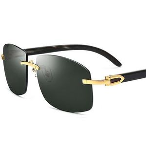 Lunettes de soleil vintage sans monture personnalisées avec logo, lunettes de soleil de luxe de haute qualité pour hommes, lunettes de soleil rétro rectangulaires carrées - Product Image 6