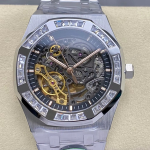 Montre mécanique de plongée de luxe de qualité supérieure, étanche, 41 mm, mouvement THB Factory 3132, 15412, squelette serti de diamants - Product Image 1