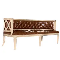 تصاميم جديدة عالية الجودة غرفة المعيشة الأثاث البني أريكة جلدية أصلية كرسي/أريكة خشبية مصمتة كرسي
