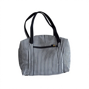 Cheap Two-<b>Zip</b> Striped Jacquard Shoulder Bag Women's Handbag Cotton Fabric Messenger Purse Ethnic Bohemian Style for Daily Use - Product Image 4