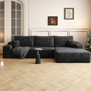 Modern L-Shape Compressed Corduroy Fabric <b>Sofa</b> Set for Apartment Hotel Villa Living Room Chaise-Modular Eco-Friendly <b>Memory</b> <b>Foam</b> - Product Image 6