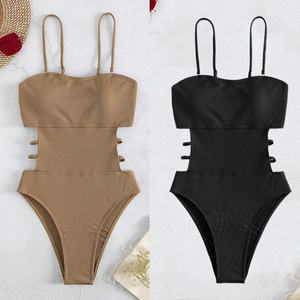 Traje de Baño de Una Pieza para Mujer, Bikini Triangular sin Entrepierna, Color Sólido, Lujoso y Moderno, para Fitness y Playa, 2024 - Product Image 1