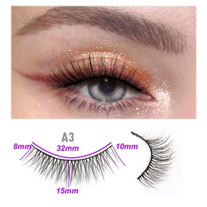Vente en gros de faux <span class=keywords><strong>cils</strong></span> synthétiques vegan naturels humains 3d <span class=keywords><strong>soie</strong></span> pleine bande - Product Image 5