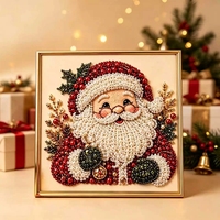 Kit de Peinture Diamant DIY Noël Perles et Diamants, Thème Père Noël, Élan, Arbre, Couronne, Ensemble d'Art Perlé pour Débutants, Cadeau de Fêtes, Décoration Maison