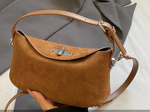Sac bandoulière et à l'épaule pour femme, nouveau, design de niche, petit format, vintage, portable, en PU, style dumpling, finition givrée, luxe léger et contrasté - Product Image 4