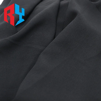 Tissu de teinture solide respirant personnalisé 67 "118gsm 100% polyester Tissu de pêche en laine noir jais pour tissu abaya arabe