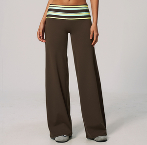 Conjunto Deportivo de 2 Piezas para Mujer: Top Halter a Rayas y Pantalones de Yoga de Cintura Alta y Pierna Ancha, Transpirable, de Spandex y Poliéster - Product Image 6