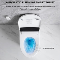 WC intelligent monobloc de luxe avec capteur, chasse d'eau électrique automatique, bidet en céramique, siphon en P inclus