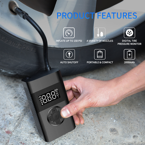 Nexest12Vミニワイヤレス電気ポータブルエアポンプディスプレイ車と自転車用の車のタイヤインフレーター - Product Image 5