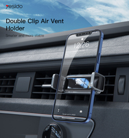 YESIDO C124 Rotation à 360 degrés double Double Clip sortie d'aération support de voiture cellule Mobile support de téléphone intelligent