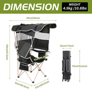 Chaise de camping pliable portable avec auvent, vente chaude, pour l'extérieur, la plage - Product Image 2