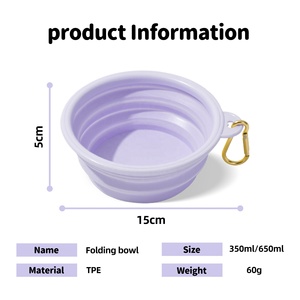 Bol pliable en silicone pour animaux de compagnie, portable, pour l'extérieur, vente en gros, bol à eau et à nourriture à double usage, bol pliable en silicone pour animaux de compagnie, crochet - Product Image 2