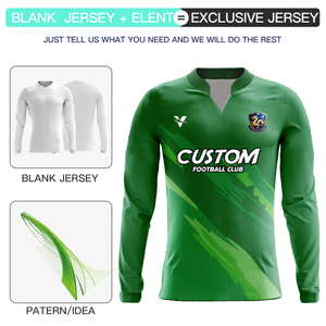 Maillot de football personnalisé pas cher et respirant, haut de gamme en polyester vert à manches longues pour hommes, t-shirts d'entraînement PZ-X25019 - Product Image 2