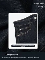 Celana Panjang Lyocell 360 Four-way Stretch Anti-fading Bordir Vintage Pinggang Tinggi Model Slim Mengecilkan Kaki Panjang Lantai Kancing