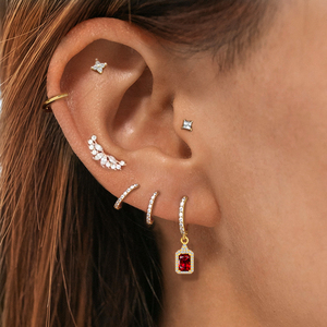 POENNIS ciondolo in acciaio inox Piercing gioielli zircone cubico oro industriale bilanciere anello <span class=keywords><strong>capezzolo</strong></span> e cerchio orecchino - Product Image 5