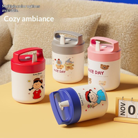 Mignon pot alimentaire isotherme portable en acier inoxydable 304 avec poignée, motif dessin animé classique, anti-fuite, pour enfants, cadeau, boîte à lunch, conteneur