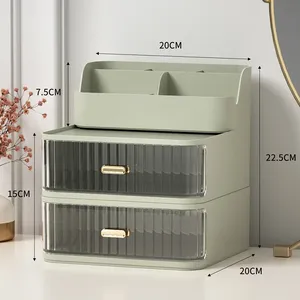 Laci Penyimpanan Plastik 2 Lapis Ganda untuk Rumah untuk Perhiasan Kosmetik Alat Tulis <span class=keywords><strong>Mini</strong></span> Kabinet Wadah - Product Image 3