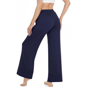Pantalons de survêtement de yoga pour femmes pantalons de pyjama de salon à jambes larges pantalons de jogging confortables avec poches - Product Image 5