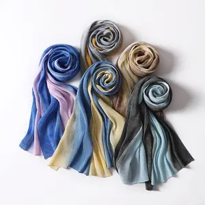 new fashion tie dye color scarf new design wrinkled head wraps scarf women winter crumpled chiffon shawls