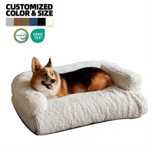 Cama de perro de tela Boucle de espuma viscoelástica de gran oferta