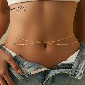 Chaîne <span class=keywords><strong>de</strong></span> taille double couche <span class=keywords><strong>or</strong></span> et argent Miss JQ pour femme, chaîne <span class=keywords><strong>de</strong></span> <span class=keywords><strong>ventre</strong></span> minimaliste à maillons pour soirée et usage quotidien - Product Image 1