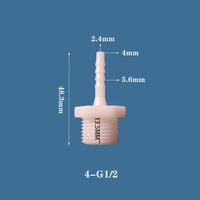 Raccord de tuyauterie en PP blanc naturel, fileté mâle G1/2'', surface lisse, coudé droit, adaptateur de tuyau cannelé, filetage hexagonal, jusqu'à 100 PSI, 120°C