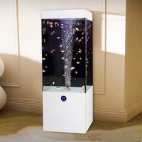 Aquarium carré de luxe de grande taille, nouveau design, en verre, pour poissons rouges, avec pierres à bulles, pour salon, à poser au sol ou à fixer au mur