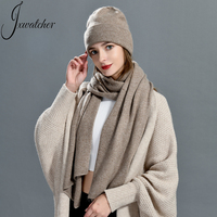 Jxwatcher Ensemble Bonnet et Écharpe Longue Épaisse et Douce en Cachemire Tricoté pour Hommes et Femmes – 2 Pièces Chaudes pour l'Hiver