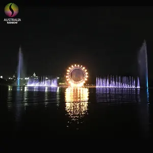 Fuentes de llama musicales personalizadas fuente de fuego grande para exteriores espectáculo de agua de Lago flotante
