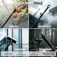 Perche télescopique en fibre de carbone 8m-20m pour nettoyage, chasse, sauvetage, cueillette de fruits, lavage à pression, haute résistance, réglable, personnalisable