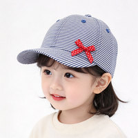 Topi Baseball Anak 6 Panel OEM 100% Katun, Motif Garis, Pelindung Sinar Matahari, Dapat Disesuaikan, Pola Pita, Dobby, Pinggiran Melengkung, Topi Sport